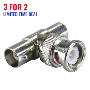 BNC T-Piece Male - 2 Way Female BNC T-Piece Male - 2 Way Female