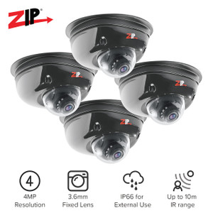 4MP 3.6mm Black IP Camera 4pcs Bundle