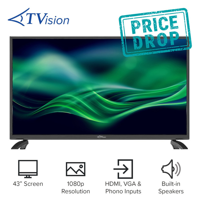 1080p LED Monitor With HDMI, VGA & Phono Input - 43 Inch