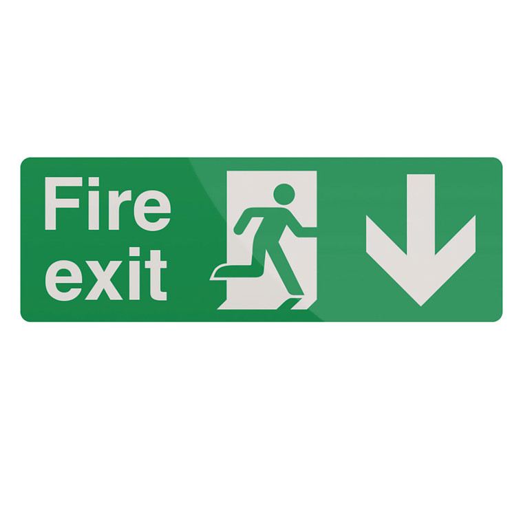 150x400mm Fire Exit Sign Down Arrow