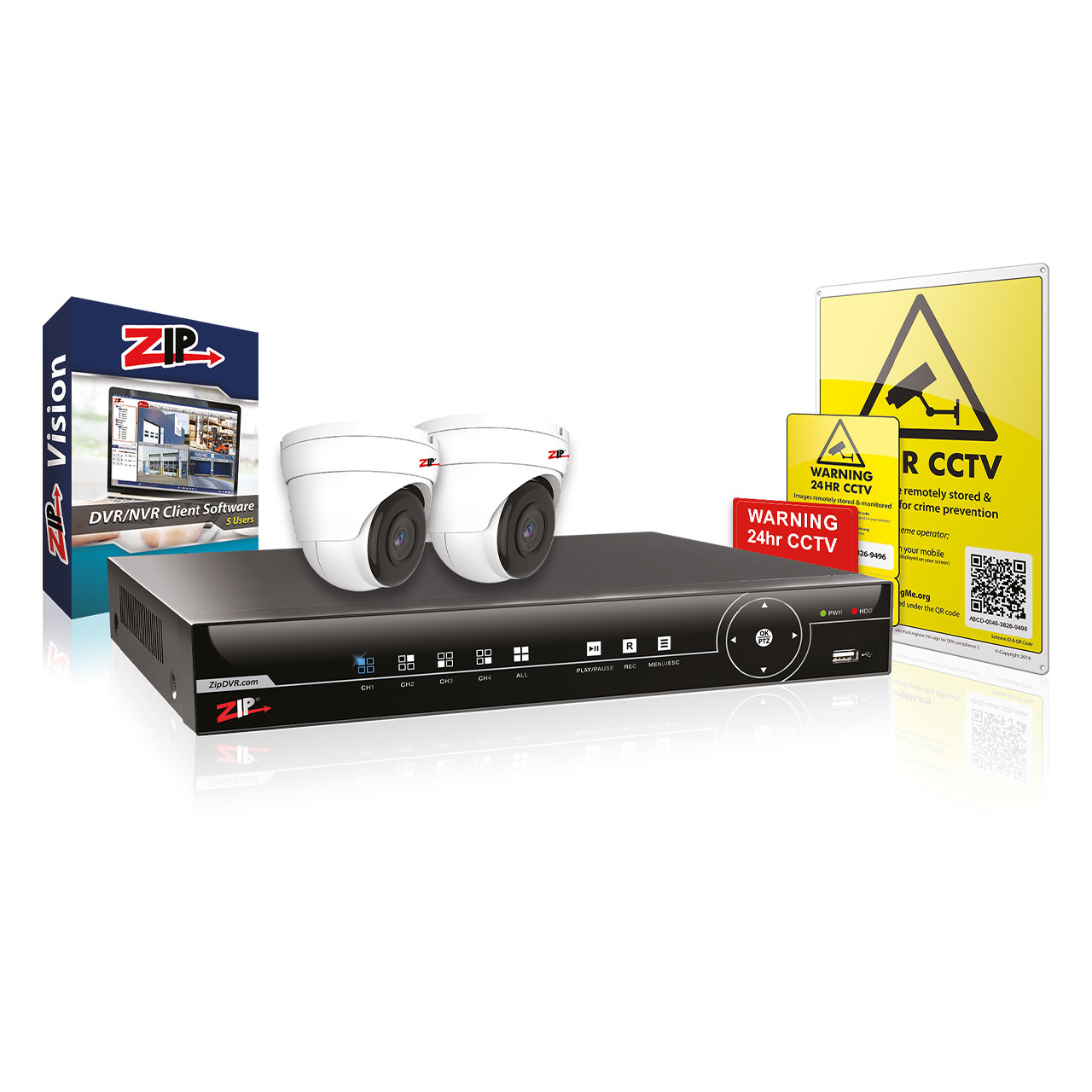 4Ch XTRA 4K DVR Base Kit 1TB 2x Fixed Eyeballs