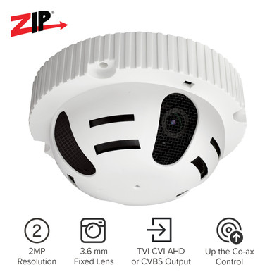Co-ax 3.6mm 2MP Covert Smoke Detector - System Q Ltd