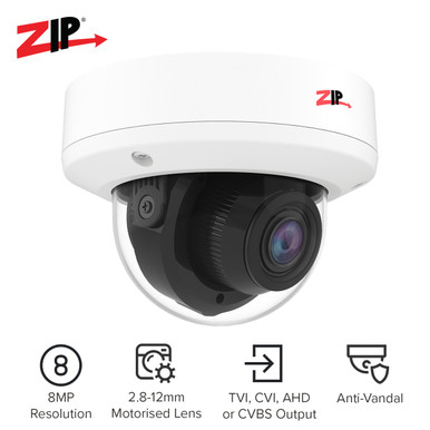 ZIP Co-ax 5MP SMART Motor Anti-Vandal DOME 2.8-12mm - System Q Ltd
