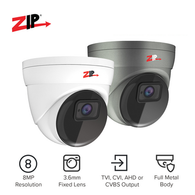 Zip Co-ax 3.6mm 8MP (4K) Eyeball Camera - System Q Ltd