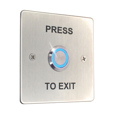 Terminaton Button Stainless Steel Exit Button 86x86mm Silver LED - System Q Ltd