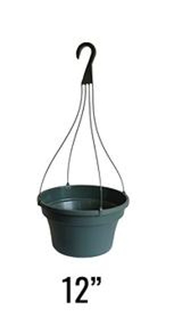 Green 12" Curved Hanging Basket, Saucerless