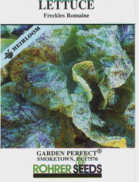 (Heirloom) A tasty and attractive green romaine lettuce splashed with red freckles. 70 days to harvest. (approx. 1,500 seeds/pkt)