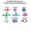 Some of the available monogram styles
