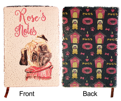 Pug design with the name shown in the Nouradilla font 