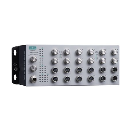 Moxa TN-4524B-16P-4G-4GP-CT-T EN 50155 24-port L2 switch with 16 FE PoE ports,  -40 to 70°C operating temperature, IP42 rating, conformal coating