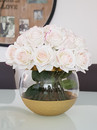 Real touch Rose | Ivory - Pink in gold bowl