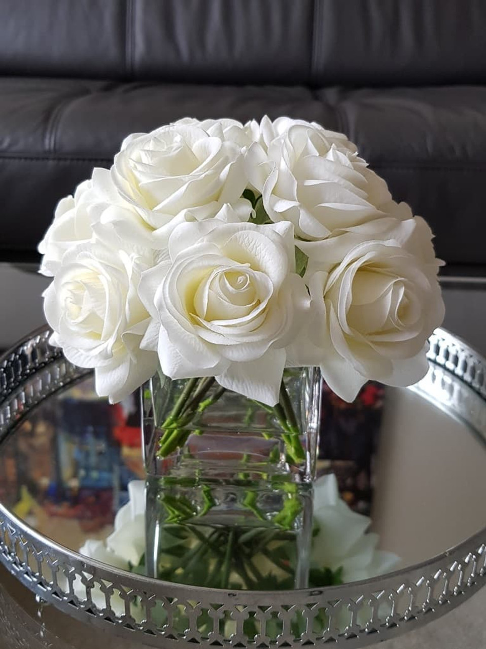 30 Real Touch Roses Round Centerpiece Arrangement – Flovery