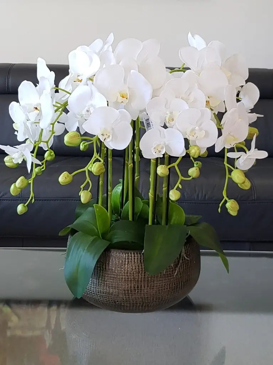 White Artificial Orchid Flower Arrangement, succulent , Moss, Xmas, Home,  Gift