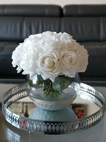 Small Roses in silver vase