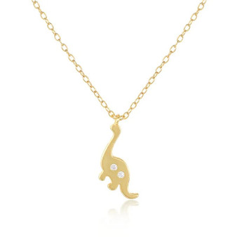 cute animal dragon dinosaur pendant zircon gold plated necklace 925 sterling silver fine jewelry necklaces for women girls