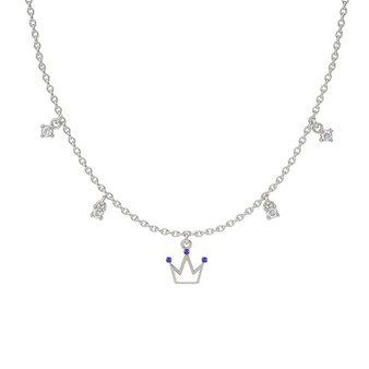 s925 sterling silver 18k gold rhodium plated trendy crown pendant Necklace