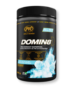 Domin8 Preworkout 20 or 40 Servings 520g Arctic Blue Slush Domin8 Preworkout 20 or 40 Servings 520g Arctic Blue Slush