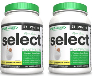 PEScience Vegan Protein Powder 27 Servings Peanut Butter Delight (Pack of 2 Tubs)