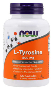 NOW L-Tyrosine 500mg 120 Capsules Neurotransmitter Support Brain Fuel Delivery System NOW L-Tyrosine 500mg 120 Capsules Neurotransmitter Support Brain Fuel Delivery System