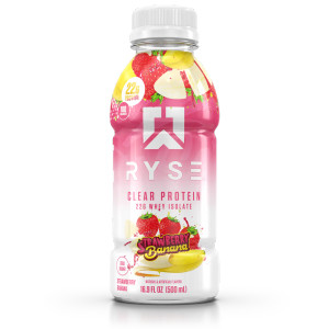 Ryse Clear Whey Isolate Protein Drink - Case of 12 x 500mL - Strawberry Banana