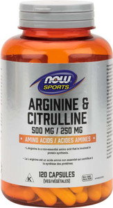 NOW Sports Arginine & Citrulline 500mg & 250mg 120 Veg Capsules Vasodilators and Nitric Oxide Booster NOW Sports Arginine & Citrulline 500mg & 250mg 120 Veg Capsules Vasodilators and Nitric Oxide Booster