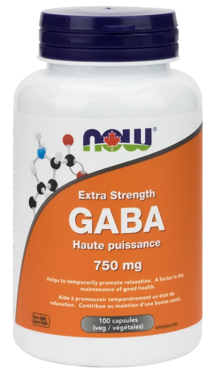 NOW Extra Strength GABA 750mg 100 Capsules