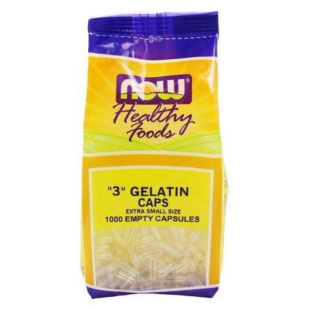 NOW Health Foods Size "3" Empty Gelatin Capsules Bag of 1000 Caps Drug And Health Supplement Encapsulation