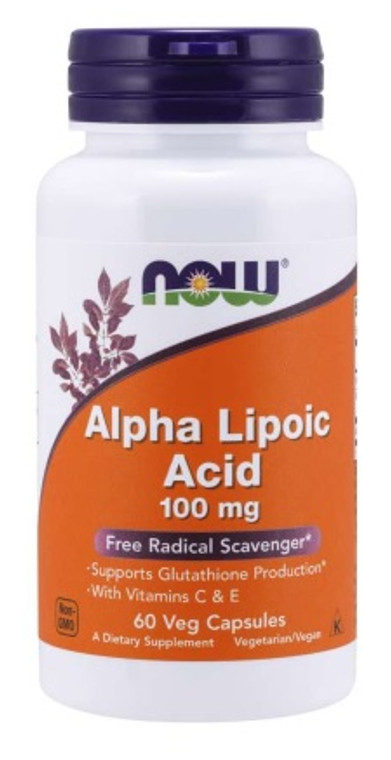 NOW Alpha Lipoic Acid 100mg 60 Capsules Supplement for Diabetics Healthy Blood Sugar Regulator Carb Blocker Insulin Spike Prevention
