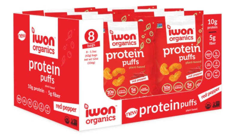 iWon Organics – Protein Puffs (Box of 8) Red Pepper.