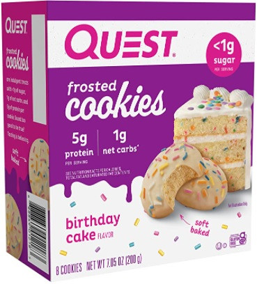 Quest Frosted Cookie (Box of 8) Birthday Cake Flavor