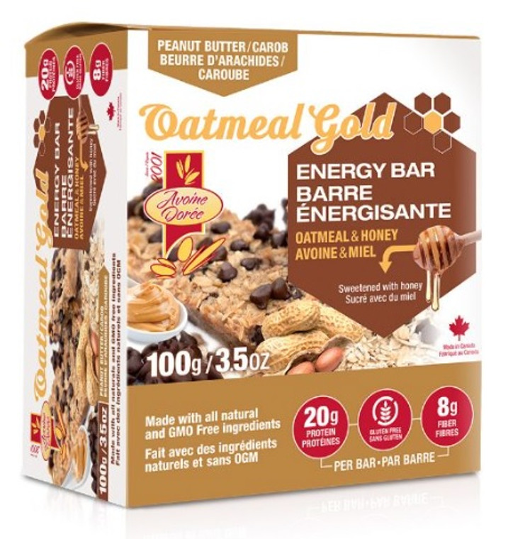 Oatmeal Gold Honey & Oat Energy Bar 100g (Box of 6) - Peanut Butter Carob