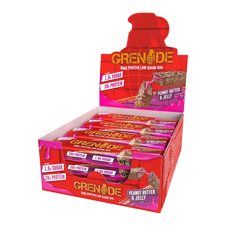 Full Box of 12 Grenade Carb Killa High Protein Bars Peanut Butter and Jelly Flavor PB&J