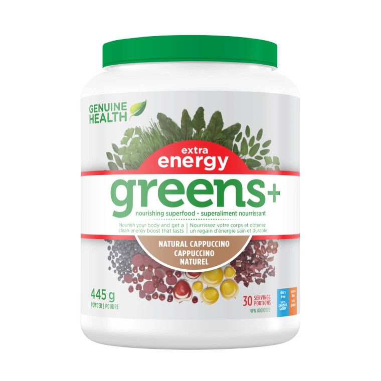 Genuine Health Greens+ Extra Energy 30 Servings Cappuccino