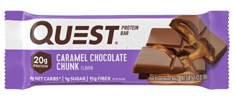 Quest Protein Bar Caramel Chocolate Chunk 60g Bar.