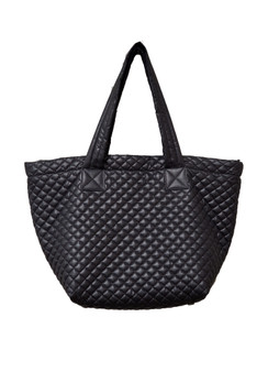 ClaraNY Ultra lightweight  Zipper closure Quilted  Large Tote with Pouch -Color Black