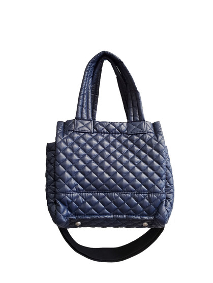 ClaraNY  Quilted Mini Tote with Strap and Chain -Color Navy, Water repellent finish