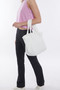 ClaraNY  White lightweight Comfortable Medium Quilted Tote with pouch and shoulder strap 