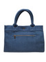 ClaraNY Denim book tote indigo denim spacious and charming  with "The Tote Bag"  letteringlder strap