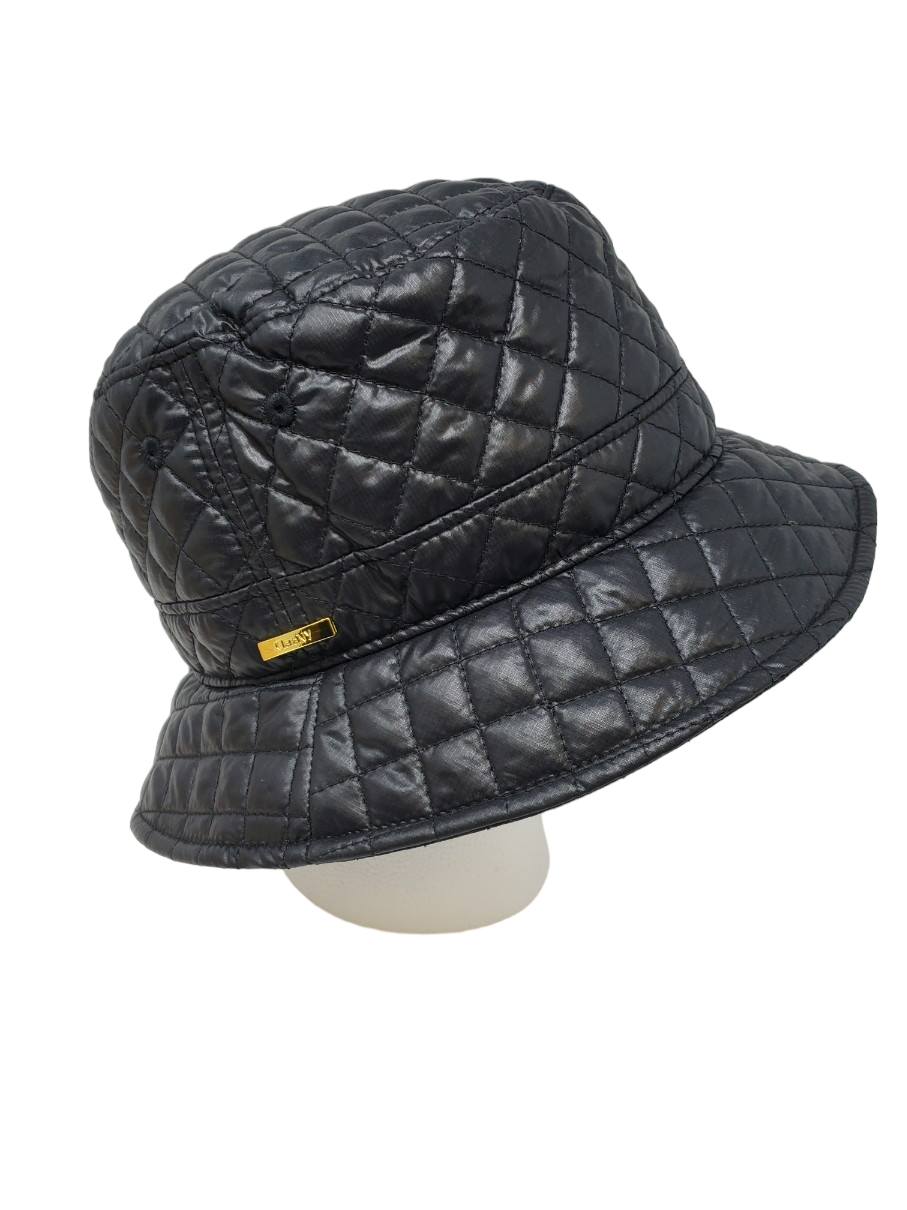 ClaraNY Lightweight Quilted Bucket Hat water repellent UV protection Color  Black