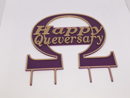 Omega Psi Phi - Happy QueVersary Cake topper