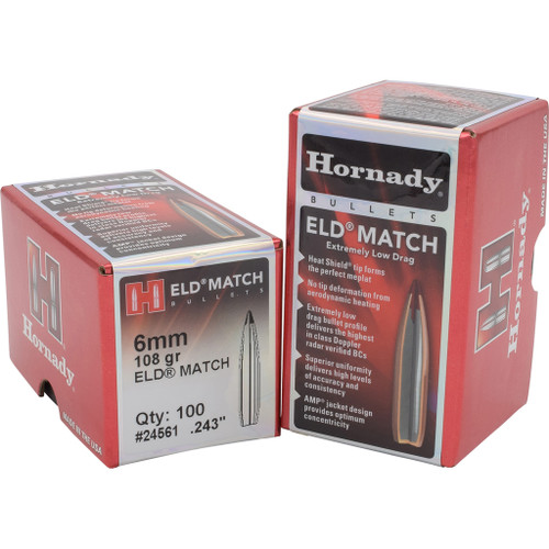 Hornady Eld Match Bullets 6mm .243 108 Gr. Eld Match 100 Box