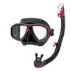Tusa Ceos Mask & Dry Snorkel Set (with Optical Lenses) - Black/Red