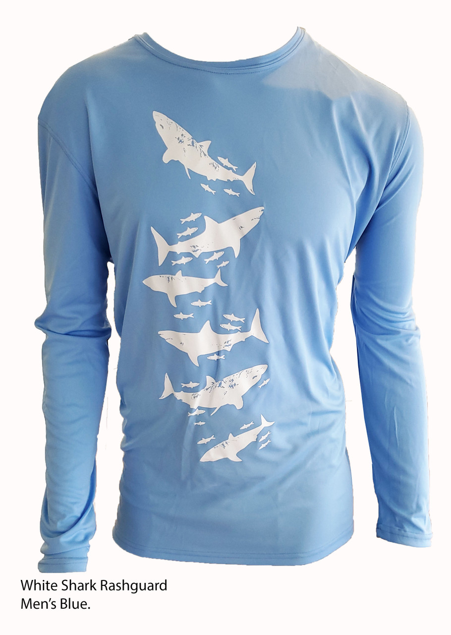 Rashguard - Ocean Blue White Shark - Long Sleeve Men's