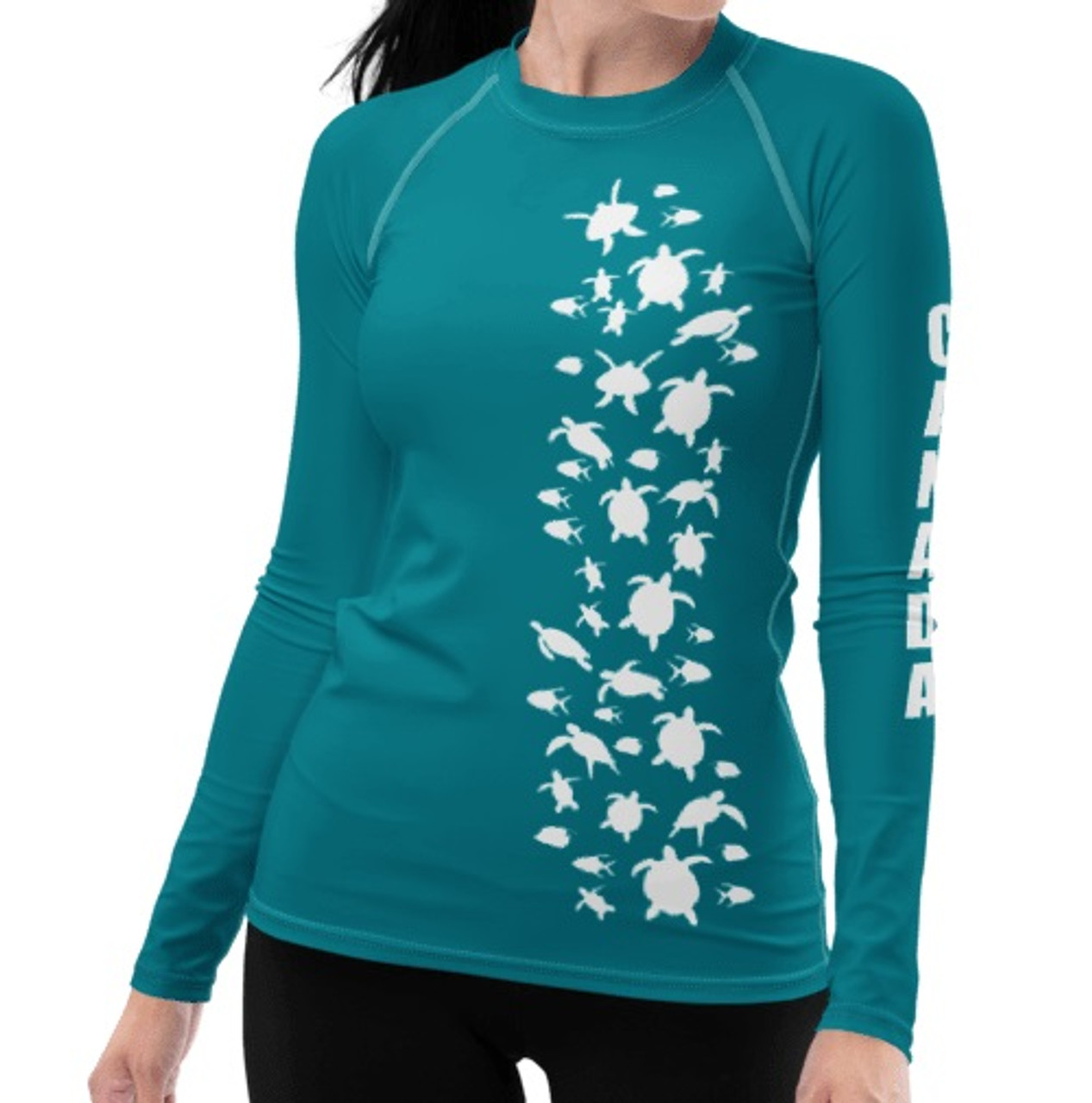 Rashguard Teal Turtles Long Sleeve Ladies