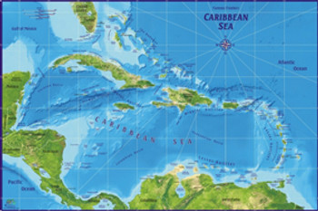 Waterproof Fish ID Card & Map - Caribbean