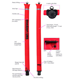 Dive Alert 70" Surface Marker Buoy with reel