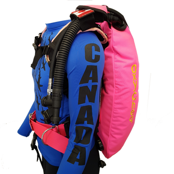 Oxycheq Deluxe Harness, Wing, and Backplate System is available in sizes for all divers