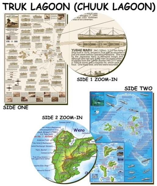 Waterproof Dive Site & Wreck Map - Truk Chuuk Lagoon