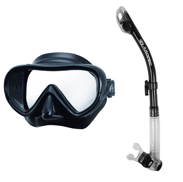Problue Tiara Pro Mask with Dry Snorkel Set - Black