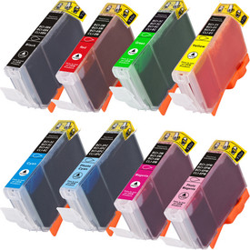 - 8 Pack - Compatible replacement for Canon Cli-8 black and color ink cartridges